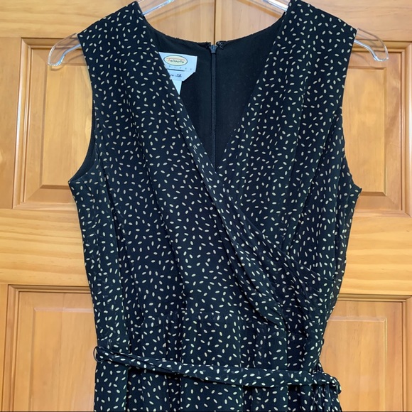 Talbots Pure Silk Black/Tan Dress 4P - Picture 3 of 7